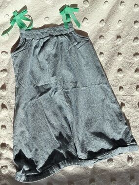 Hanna Andersson Striped Sleeveless Dress with Mint Colored Ribbon Ties